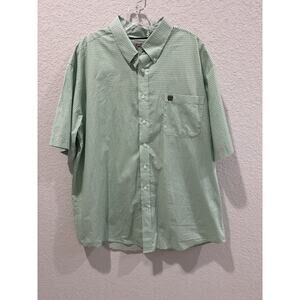 Cinch Men’s Shirt XL Green Short Sleeve Western Button Up Cotton Floral Rodeo